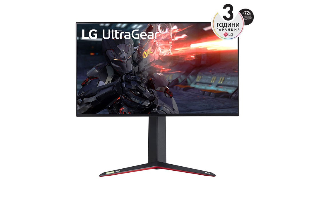 LG 27'' 4K UHD Nano IPS 1ms 144Hz UltraGear?  Монитор , изглед отпред, 27GN95R-B