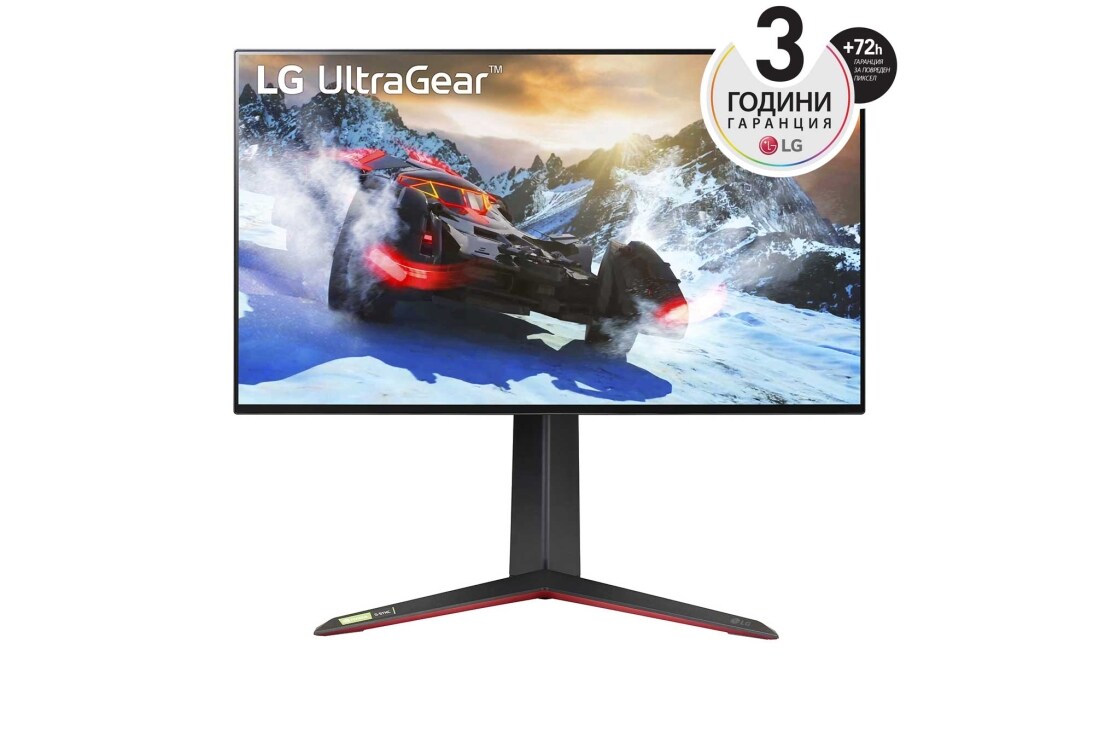 LG 27'' UHD 4K UltraGear? Nano IPS 1ms (GtG) Gaming Монитор с VESA DSC, изглед отпред, 27GP95R-B
