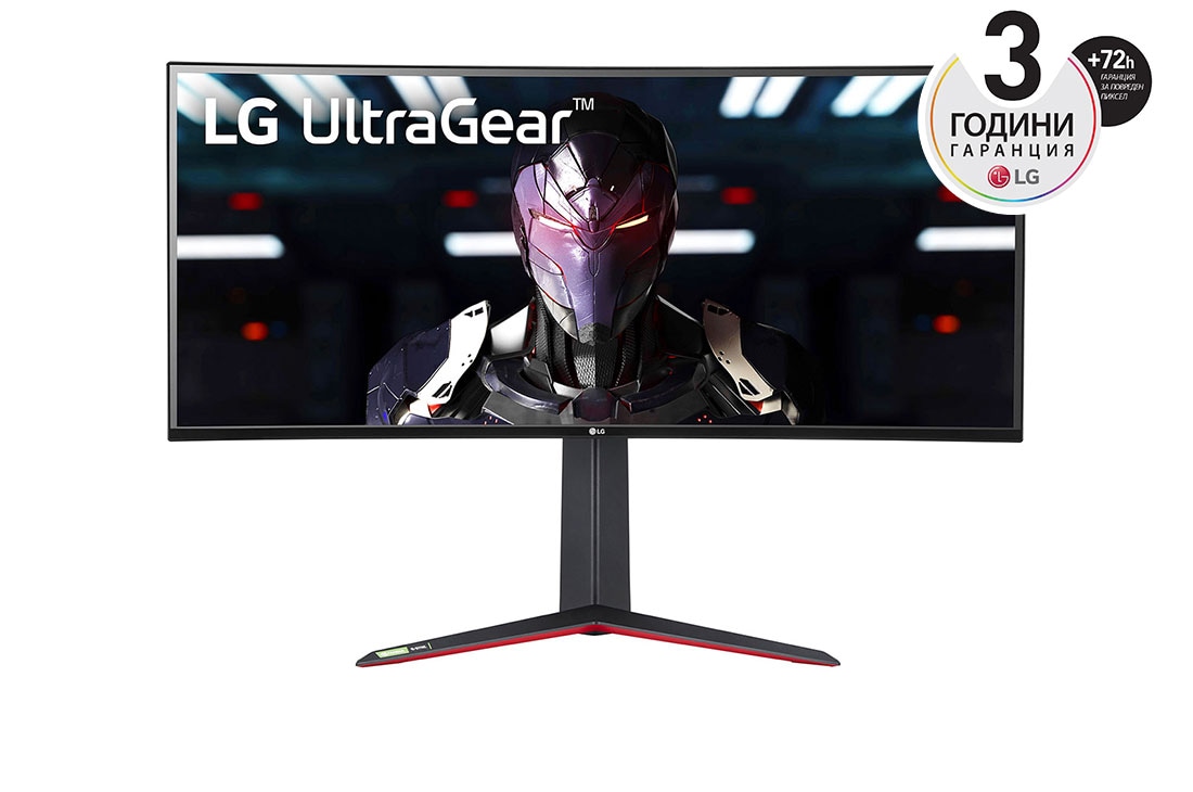LG 34''  21:9  извит QHD Ultragear? IPS Монитор за игри AMD FreeSync? (Premium) , изглед отпред, 34GN850P-B