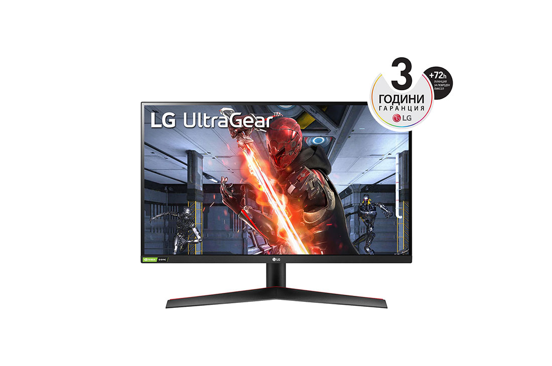 LG 27-инчов UltraGear? Full HD IPS 1ms (GtG) монитор за игри, съвместим с NVIDIA? G-SYNC?, изглед отпред, 27GN800P-B