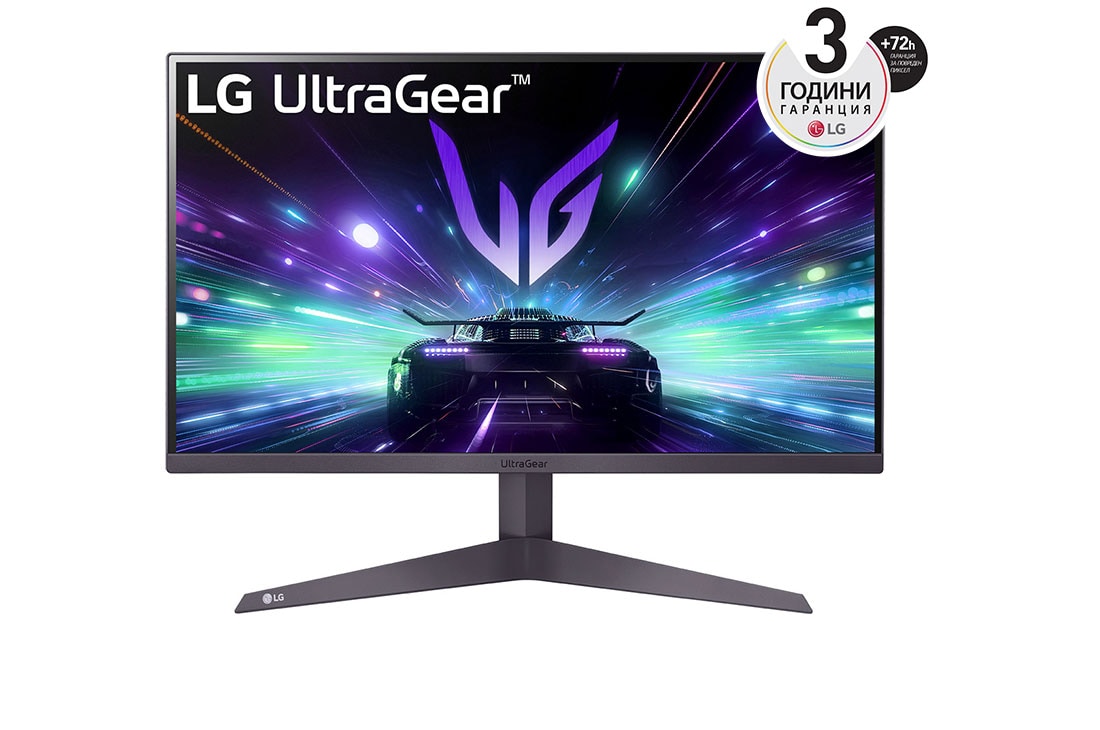 LG 24-инчов UltraGear? FHD 180Hz гейминг монитор | 1ms MBR, HDR 10, изглед отпред, 24GS50F-B