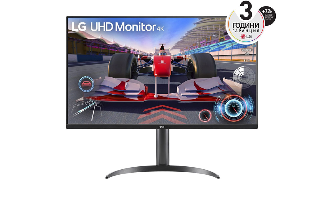 LG Монитор 31,5 инча UltraFine? 4K UHD HDR, изглед отпред, 32UR550K-B
