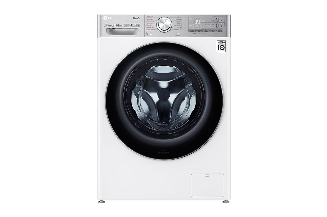 LG 12/8 кг, макс. 1400 оборота/мин, Eco Hybrid? Пералня със сушилня с пара, TurboWash?360, AI DD? и WiFi , F4DV912H2EA, F4DV912H2EA