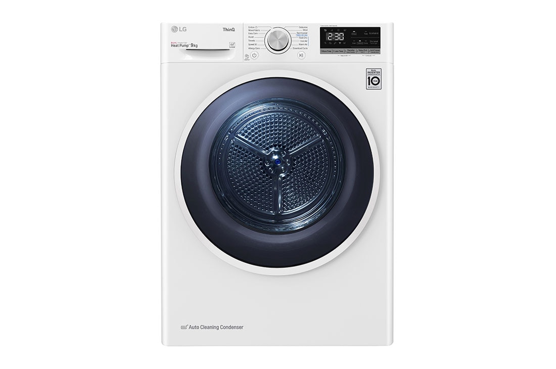LG 9 кг, Eco Hybrid? Сушилня с DUAL Inverter HeatPump , Автоматично почистване на кондензатора и ThinQ? WiFi, RH90V5AV6Q, RH90V5AV6Q