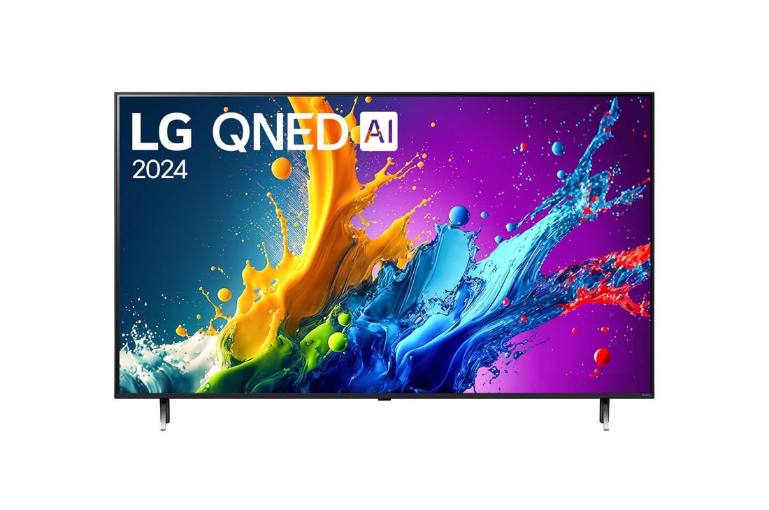 LG 50-инчов LG QNED AI QNED80 4K Smart TV 2024, LG QNED TV, QNED80 el?lnézete az LG QNED, 2024 sz?veggel és a webOS Re:New Program logóval a képerny?n, 50QNED80T3A