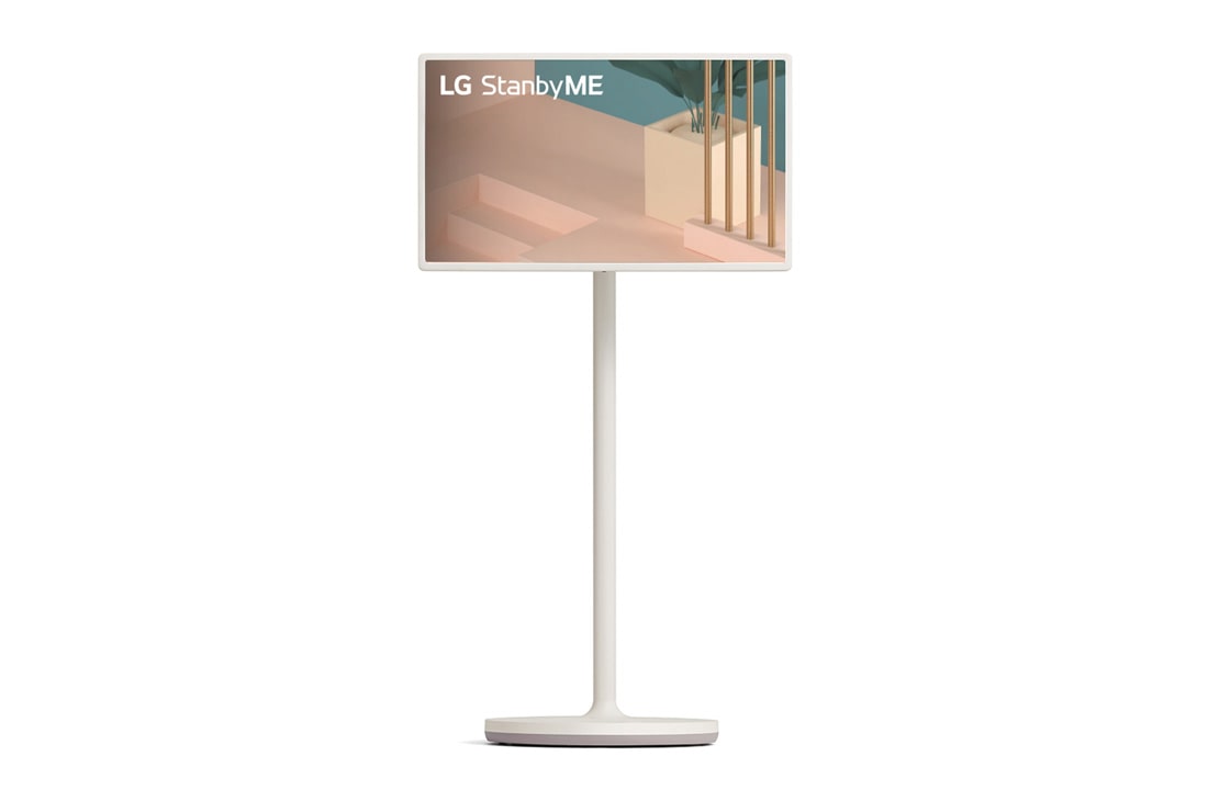 LG StanbyME : за начин на живот, Преден изглед на хоризонтален режим с фоново изображение, 27ART10AKPL