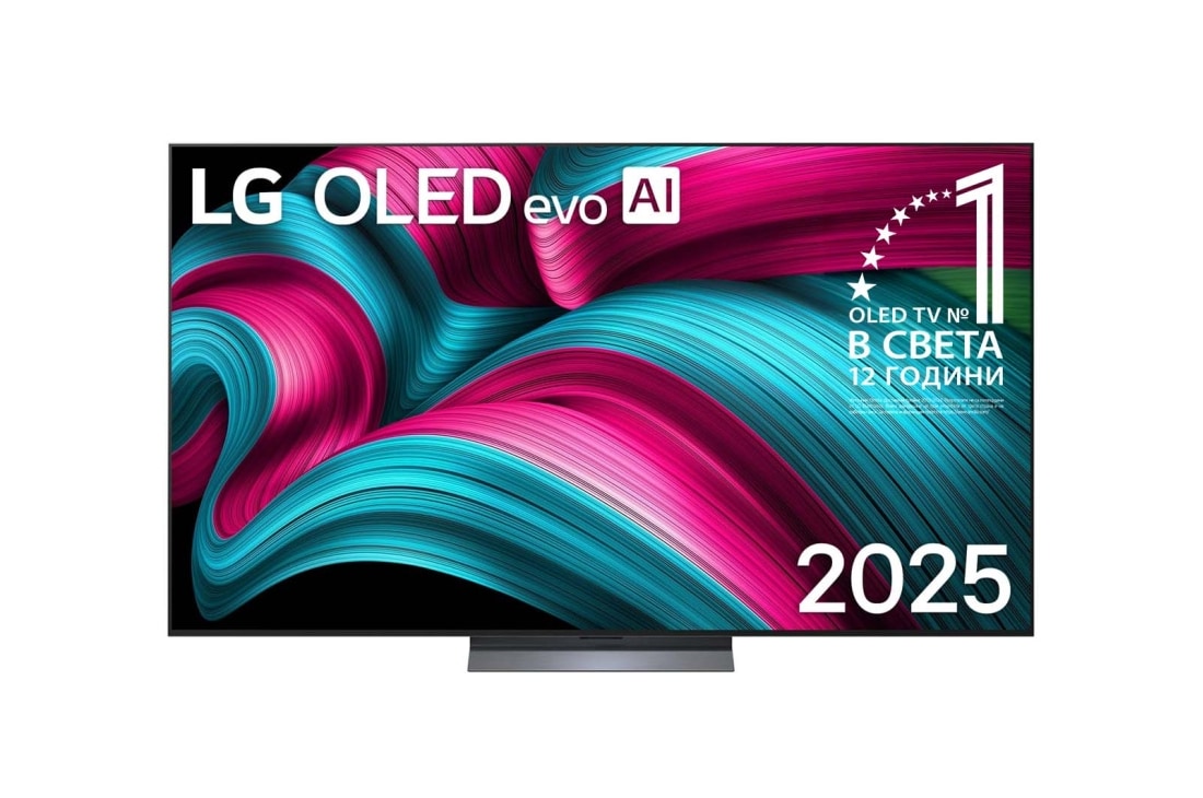 LG  83-инча LG OLED evo AI C5 4K Smart TV 2025, Изглед на леко наклонен LG OLED evo AI C5 4K Smart TV., OLED83C51LA