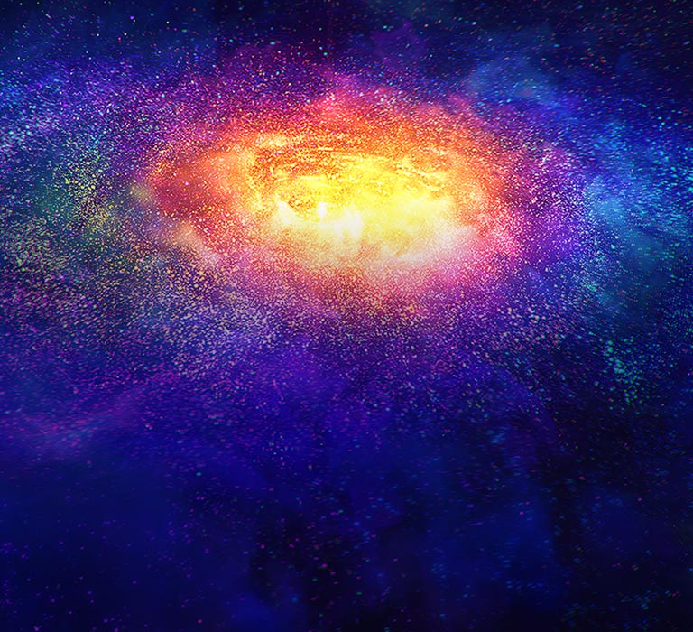 Millones de peque?as partículas coloridas en el espacio.
