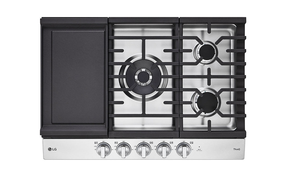 LG Estufa de gas inteligente de 30” con quemador doble UltraHeat? de 22K BTU y perillas LED, Plancha superior, CBGJ3027S