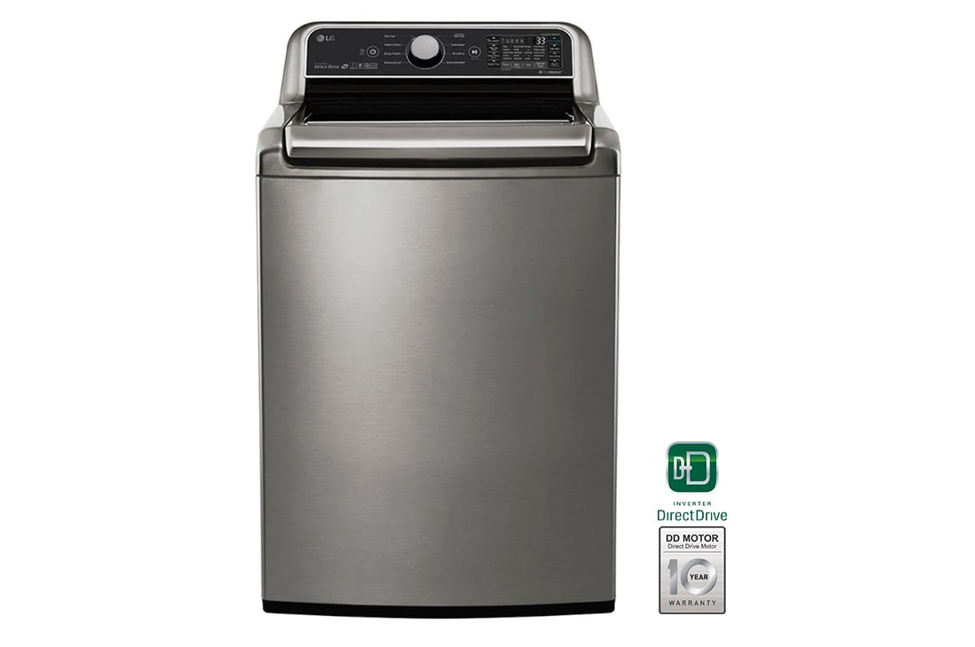 LG 5.0cu.ft Lavadora Carga Superior con Direct Drive Inverter con Vapor & SmartThinQ (Wi-Fi), Color Acero, WT7300CV