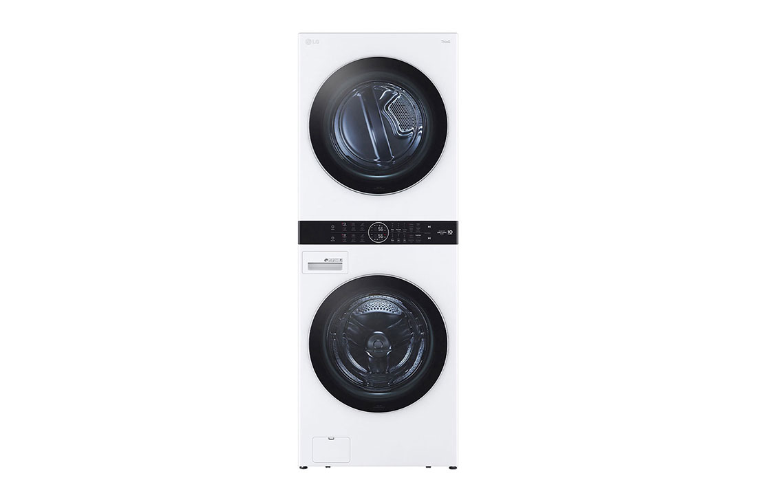 LG 22kg (lavado)/ 22kg (Secado) Torre de Lavadora AI Direct Drive?, Steam, ThinQ?, Color Blanco, Vista frontal de la Torre de Lavado LG., WK22WS6