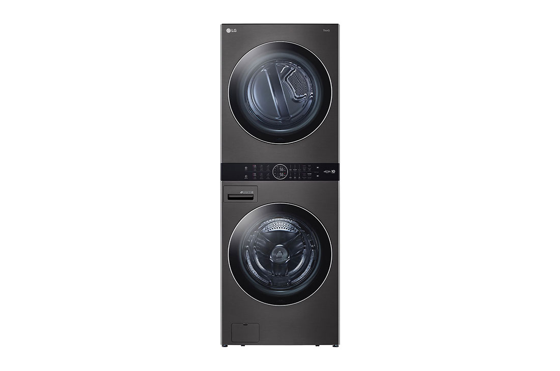 LG Torre de Lavado 22kg (lavado)/ 22kg (Secado) AI Direct Drive?, Steam, Color Acero Negro, Vista frontal de la Torre de Lavado LG., WK22BS6E