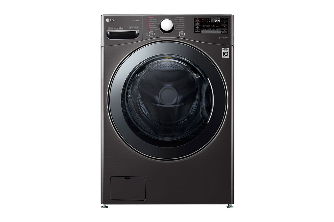 LG Lavadora Carga Frontal 22kg Direct Drive Inverter & ThinQ, Steam? Color Acero Negro, WM22BV2S6B, WM22BV2S6B