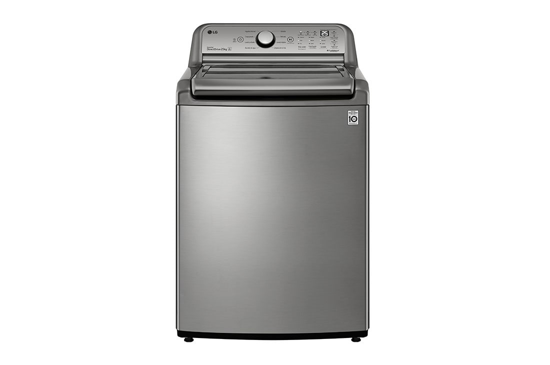 LG Lavadora Carga Superior25Kg LG WT25VT6HK Inverter DD con sistema 6 Motion DD Color Silver, Front view, WT25VT6HK
