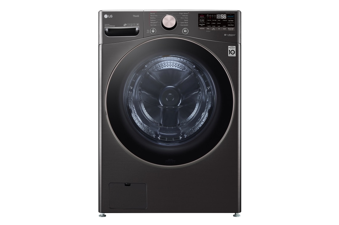 LG Lavadora Carga Frontal 25kg/55lbs LG WM25BV2S6BR TurboWash? 360° Black Steel, Perspective view, WM25BV2S6BR