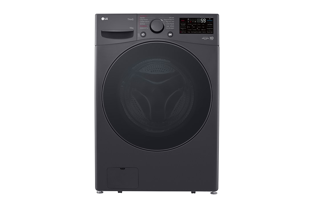 LG Lavadora Carga Frontal 16Kg Tecnología AI DD? & Steam? ThinQ? Color Middle Black, Front view, WO16MG2S6P
