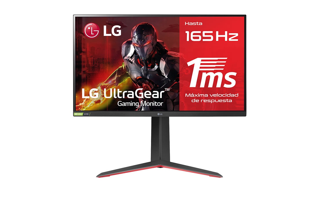 LG 27GP850-B - Monitor gaming LG UltraGear (Panel IPS:2560x1440px, 16:9, 400 cd/m2, 1000:1, 165Hz, 1ms); entradas: DP x1, HDMI x2, USB-A x3; G-Sync Compatible, FreeSync? Premium, Vista frontal, 27GP850-B