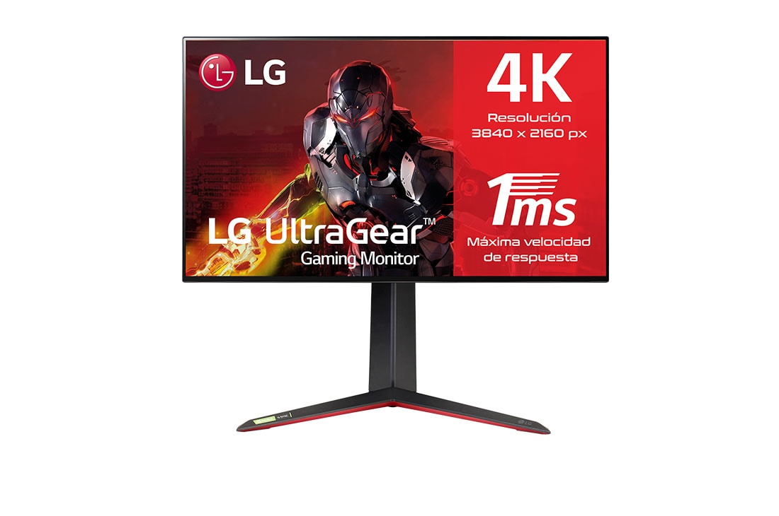 LG 27GP950-B - Monitor Gaming LG UltraGear (Panel NanoIPS: 3840x2160, 400nit, 1000:1, DCI-P3>98%, 1ms); diag. 68,47cm; entr.: HDMI 2.1 x2, DPx1, USB-Ax3; AMD Freesync G-Sync Compatible, Vista frontal, 27GP950-B