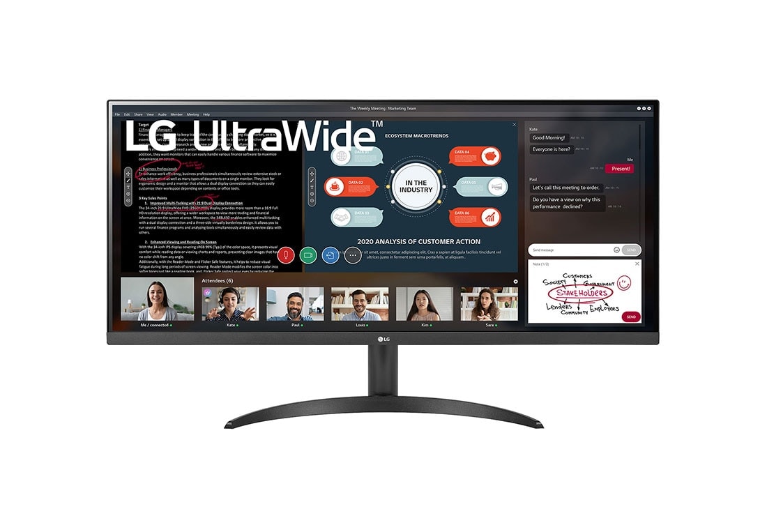 LG Monitor 34'' 21:9 UltraWide? Full HD IPS con AMD FreeSync?, Vista frontal, 34WP500-B
