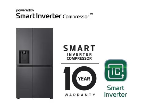 Imagen del producto con el logo del Compresor Smart Inverter? y el logo de garantía de 10 a?os.