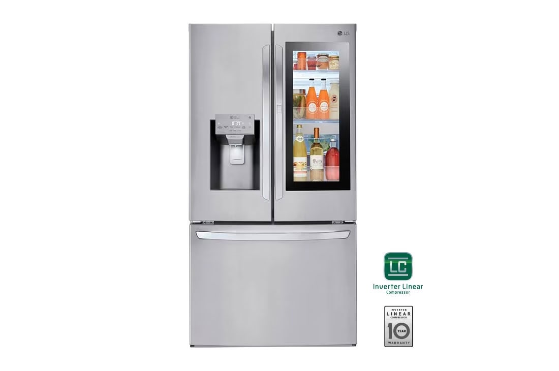 LG Refrigeradora French Door InstaView? 28p? (Gross) / 28p? (Net) Door-in-Door? Compresor Smart Inverter, front view, GM78SXS