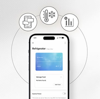 Teléfono móvil con la aplicación LG ThinQ ? abierta.