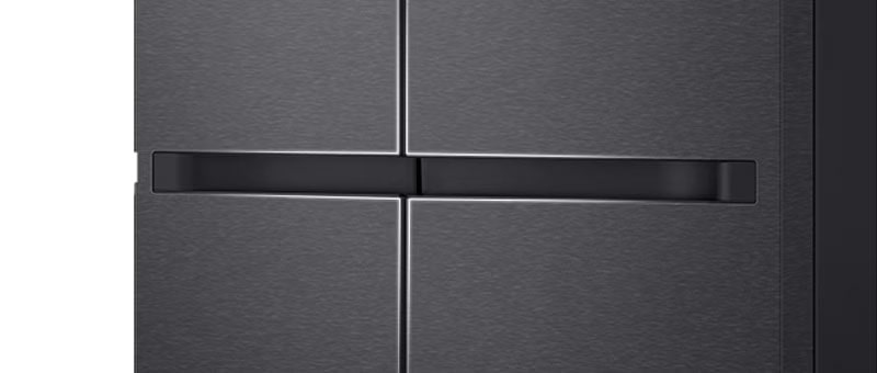 El dise?o de la manija del refrigerador acentuado con líneas blancas degradadas