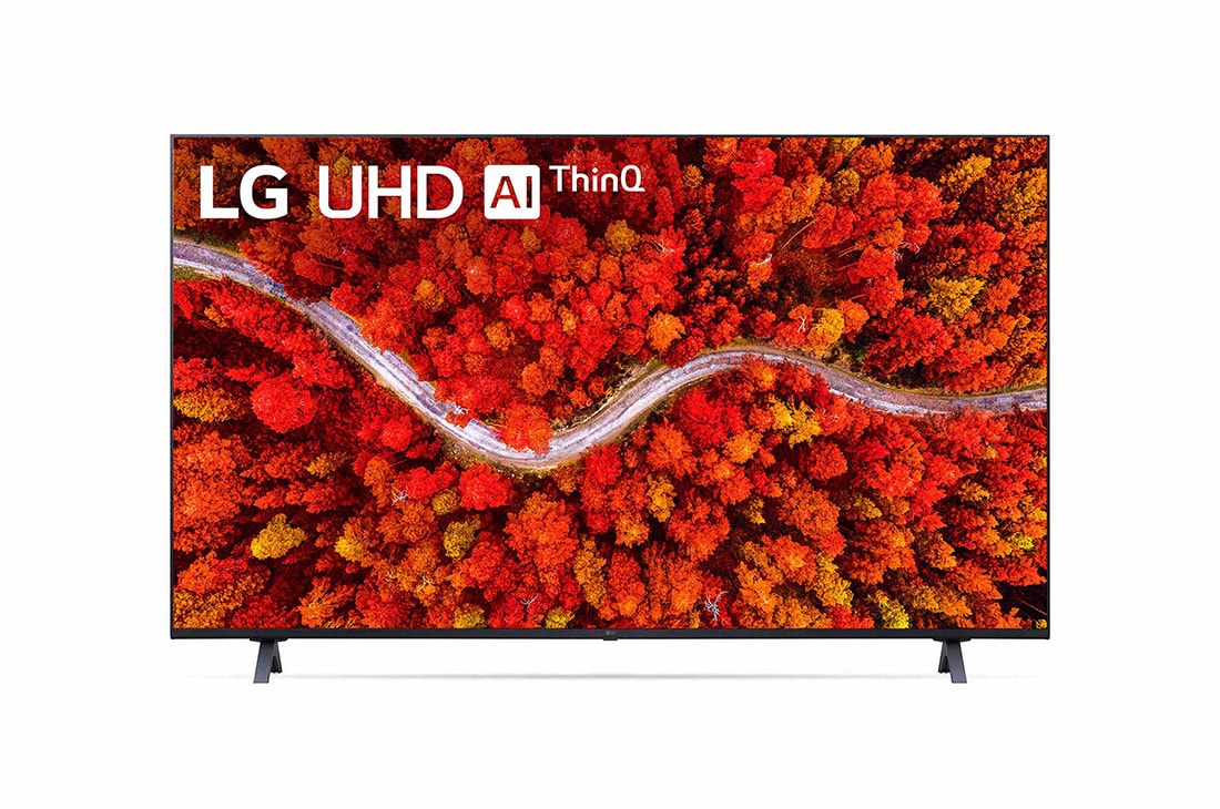 LG  LG UHD AI ThinQ 65'' UP80 4K Smart TV, α5 AI Processor, vista frontal con imagen de relleno, 65UP8000PUA