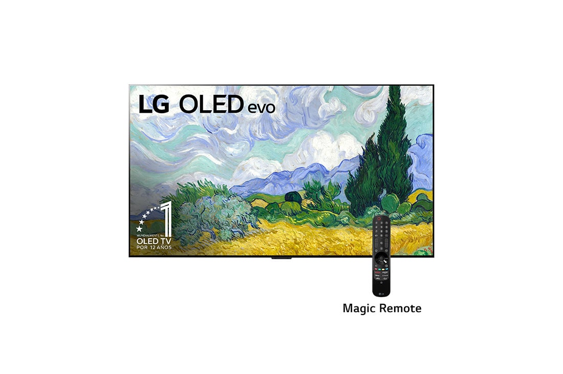 LG OLED evo 65'' G1 Dise?o de Galerías 4K Smart TV con ThinQ AI (Inteligencia Artificial), Procesador α9 Gen4 AI , vista frontal, OLED65G1PSA