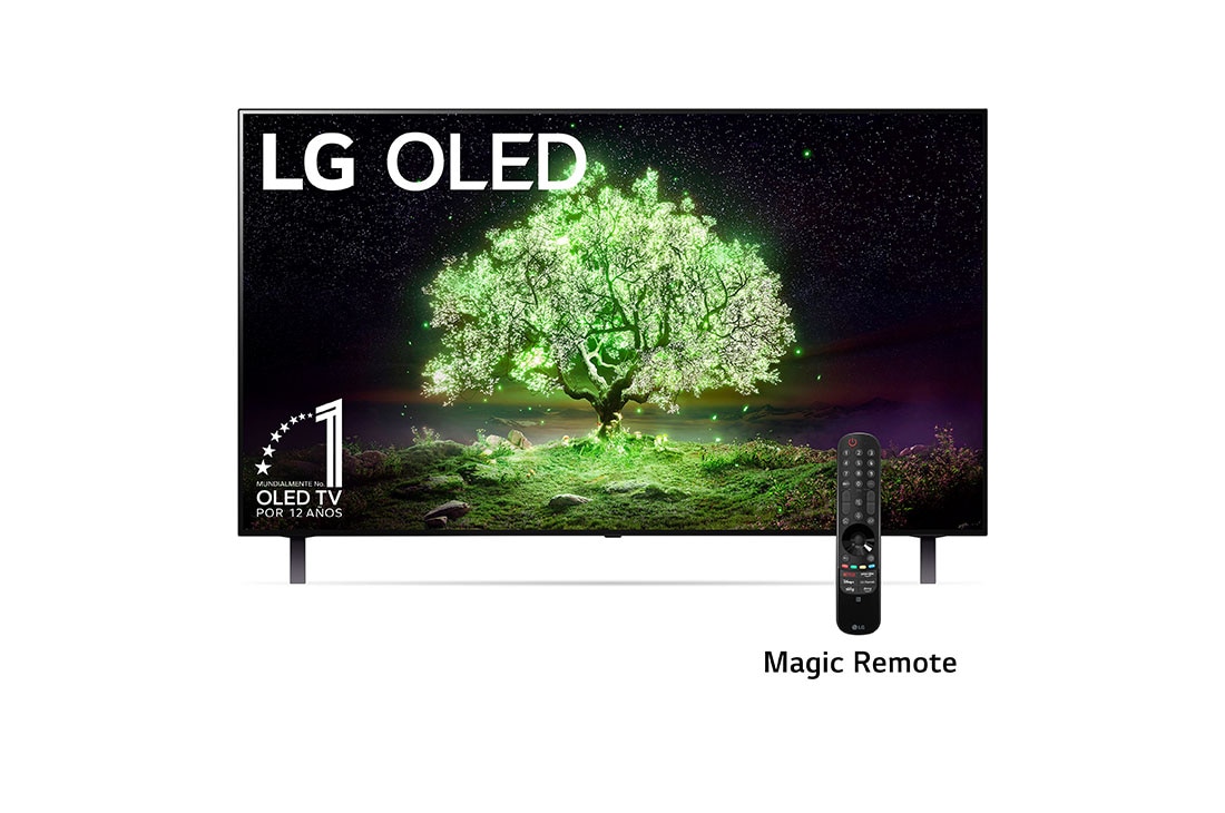 LG OLED 48'' A1 4K Smart TV con ThinQ AI (Inteligencia Artificial), Procesador α7 Gen4 AI, vista frontal, OLED48A1PSA