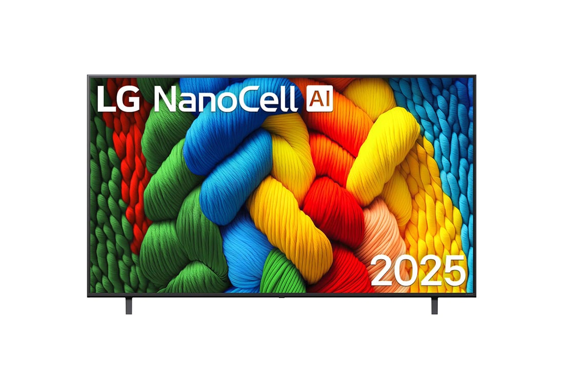 LG 75 pulgadas LG NanoCell AI NANO80 4K Smart TV 2025, Vista de frente de la NanoCell TV, , 75NANO80ASA