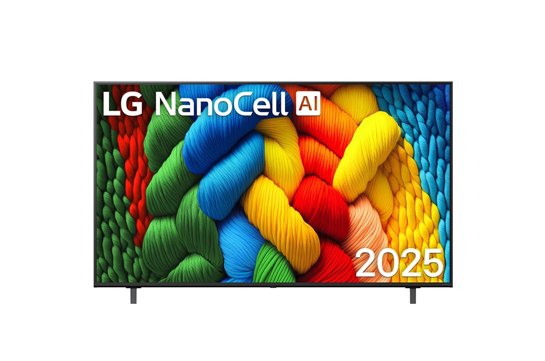 LG 65 pulgadas LG NanoCell AI NANO80 4K Smart TV 2025, Vista de frente de la NanoCell TV, , 65NANO80ASA