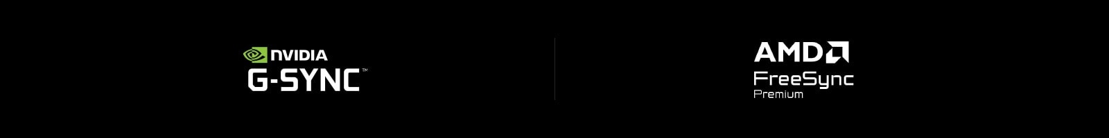 Logos of NVIDIA G-SYNC, AMD FreeSync Premium.
