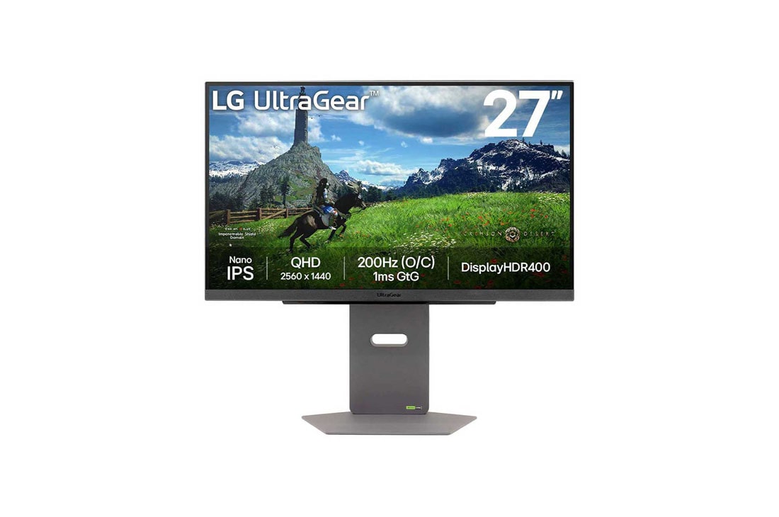 LG 27” UltraGear? QHD Nano IPS 180Hz (O/C 200Hz) 電競顯示器 | 1ms (GtG), DisplayHDR? 400, 正視圖, 27GS86Q-B