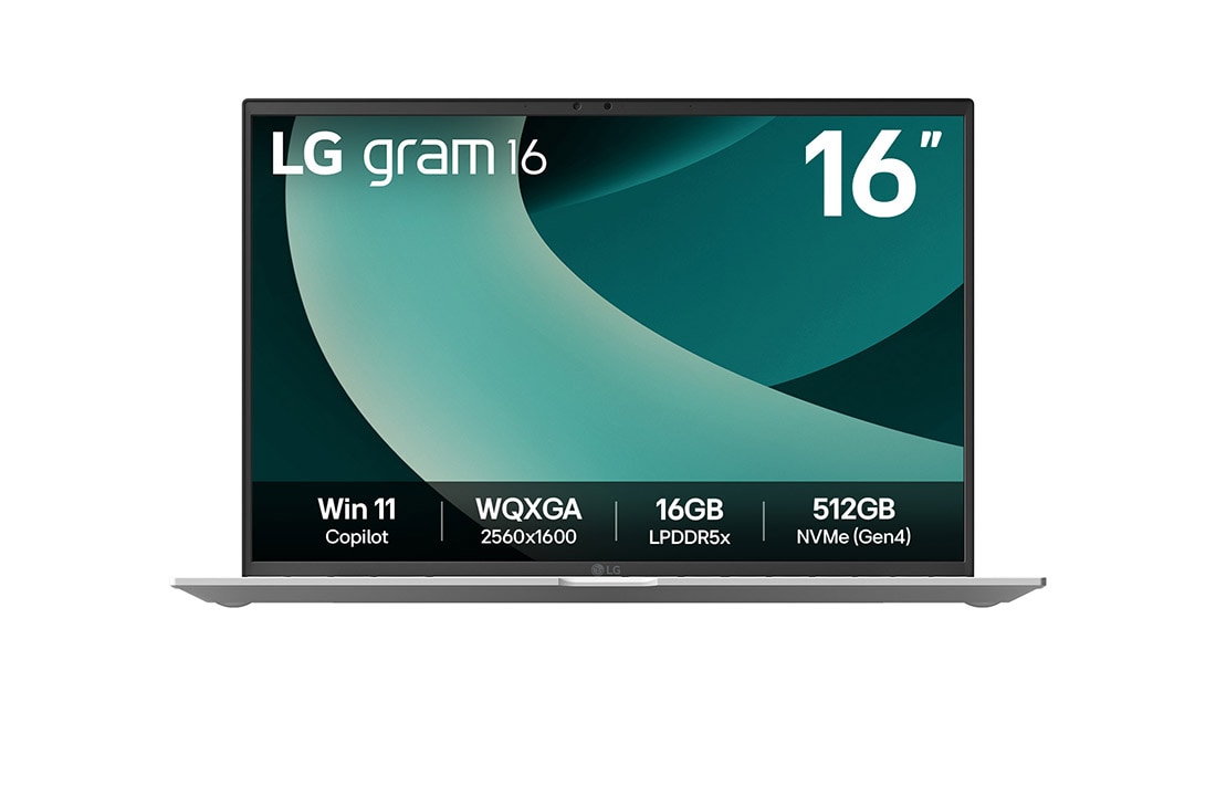 LG gram 16'' |  Intel? Arrow Lake H 輕薄本 | Windows 11, WQXGA 16:10 Anti-glare IPS 顯示屏, Front view, 16Z90T-G.AL57C
