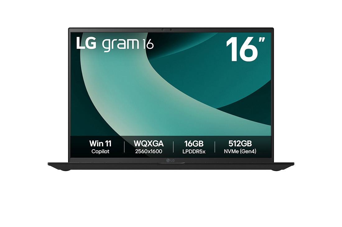 LG gram 16'' |  Intel? Arrow Lake H 輕薄本 | Windows 11, WQXGA 16:10 Anti-glare IPS 顯示屏, Front view, 16Z90T-G.AL58C