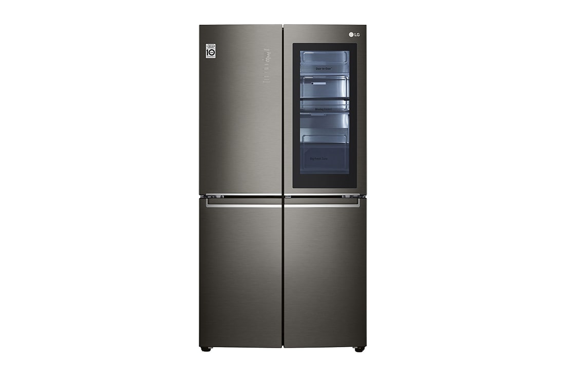 LG 622L 敲一敲門中門冰箱 十字四門 曼哈頓午夜黑, F680SB77B