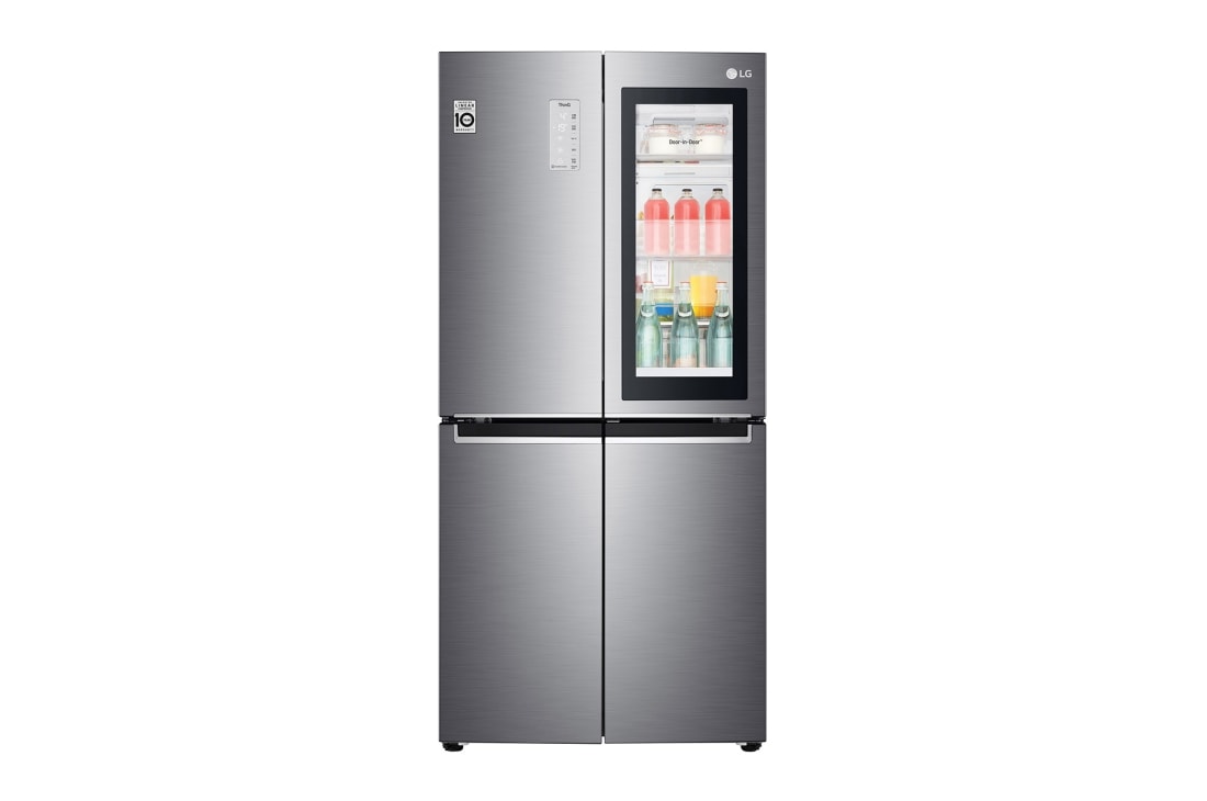 LG 530L 敲一敲門中門冰箱 十字四門 鈦空銀, 正面視圖1, F521S71