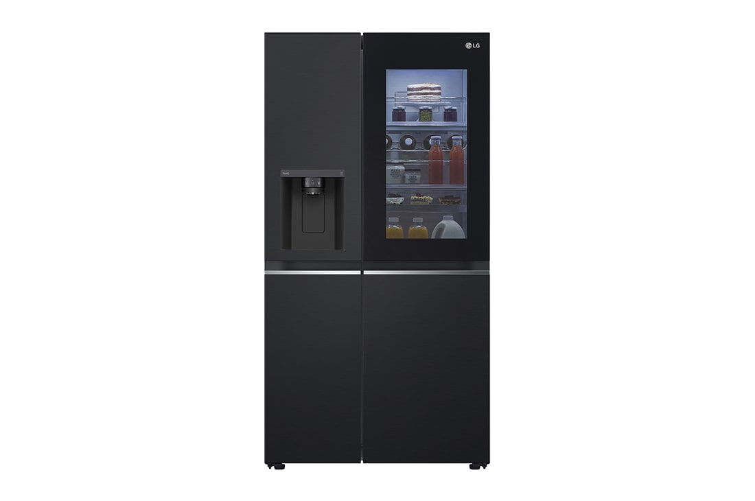 LG 635L 敲一敲冰箱 全景透視窗<br>大容量635L 智能制冰系統冰箱 暮色黑 , Front LightOn Food, S653MEP87D