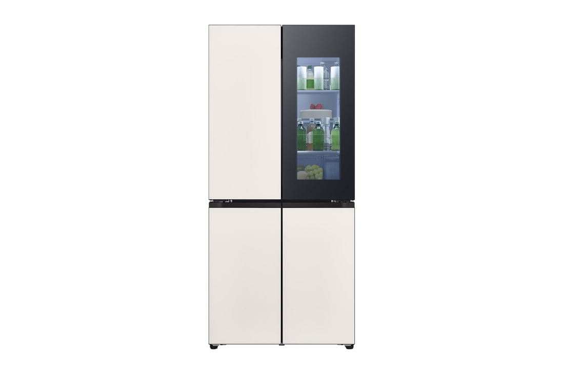 LG 507L 全景透視窗 十字四門冰箱  玉石白, F554GBBV3B