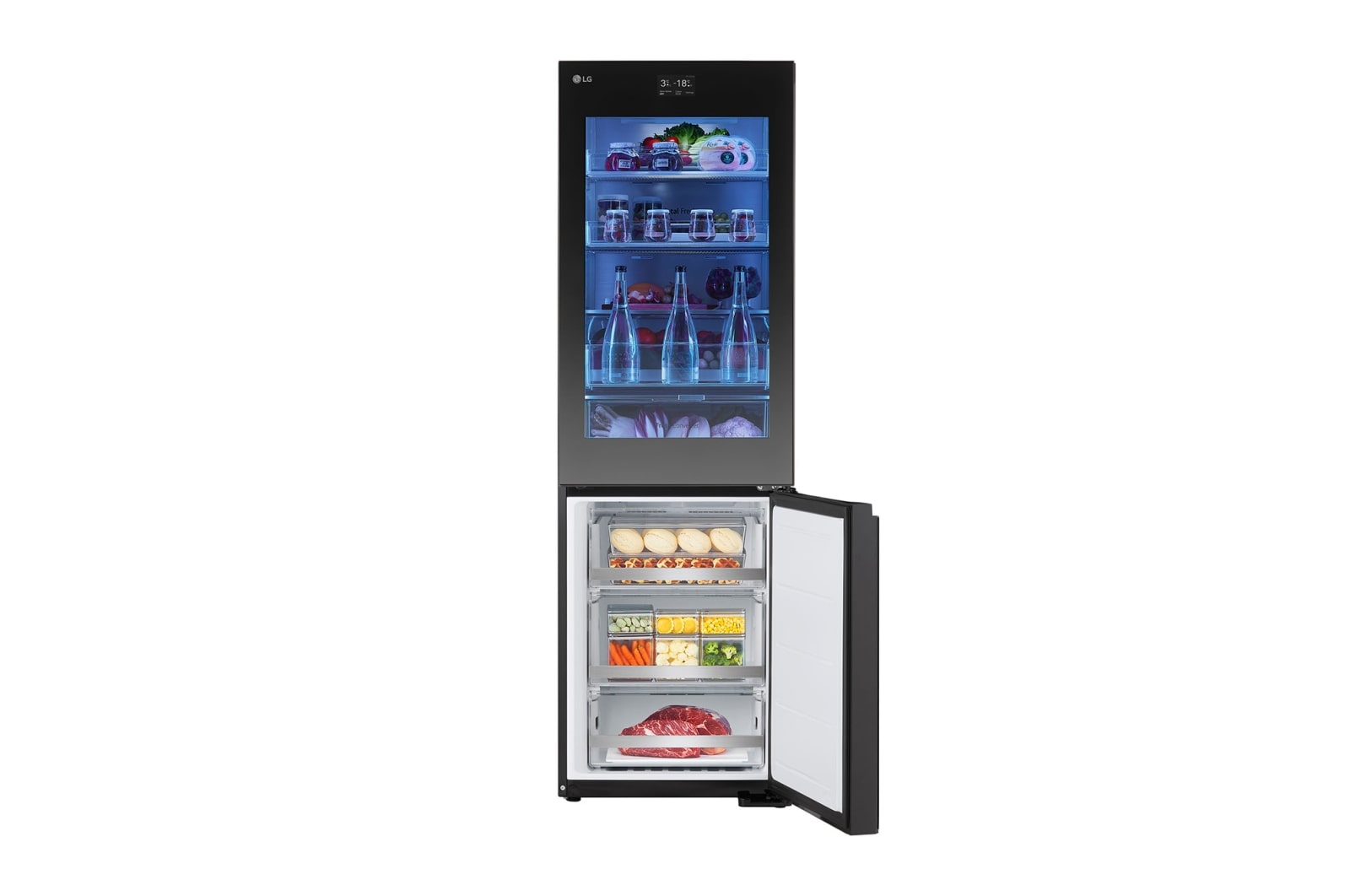 LG InstaView? Kühl-Gefrierkombination | Essence Black Steel | 4,3” Touch LCD Display | GBG7190CEV, GBG7190CEV