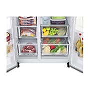 LG Side-by-Side mit Eis-, Crushed Ice- und Wasserspender | 635 Liter Kapazit?t | Interner Wassertank 4L | Platinum Silver  | LG GSLV71PZTE, GSLV71PZTE