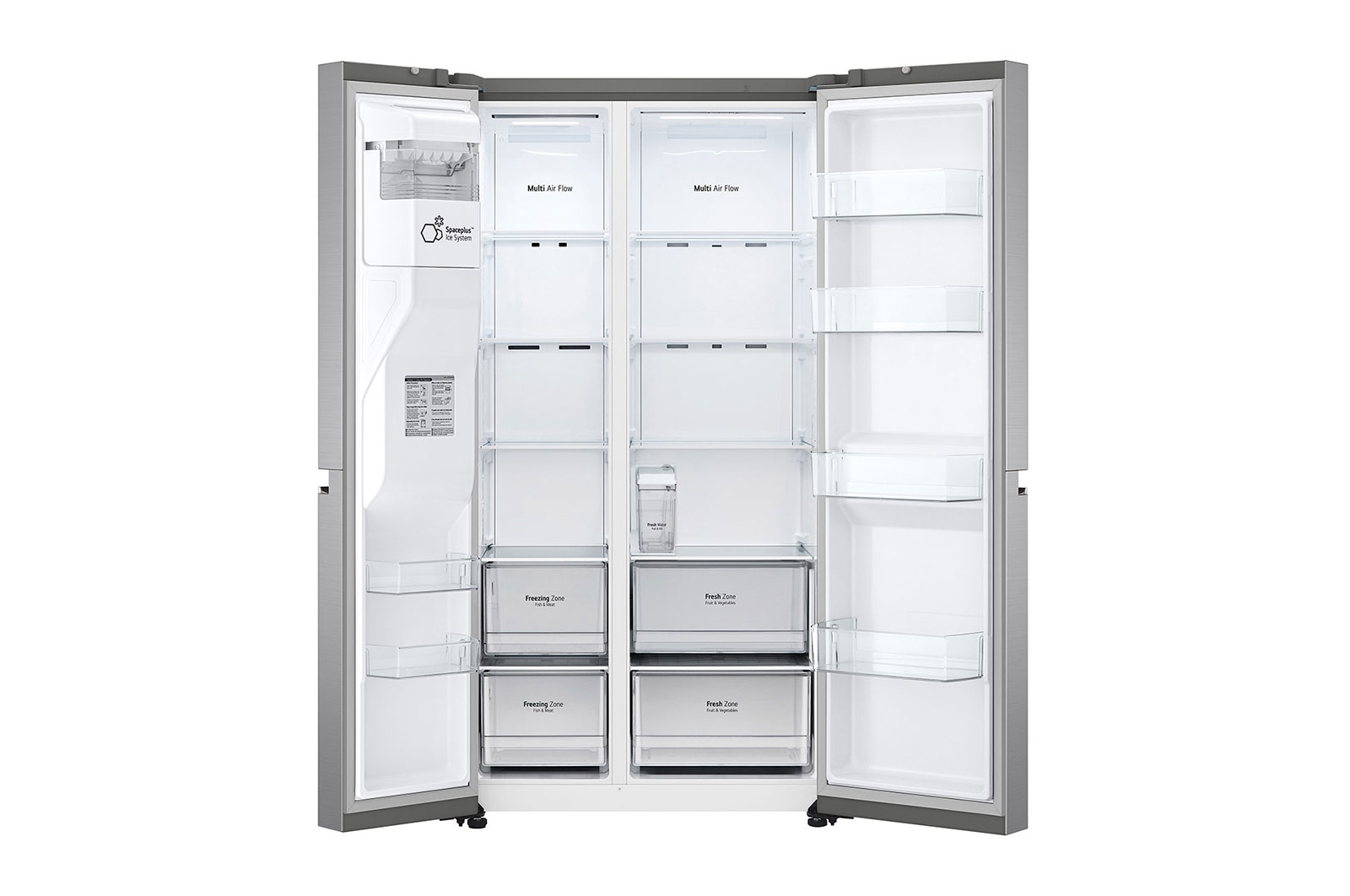 LG Side-by-Side mit Eis-, Crushed Ice- und Wasserspender | 635 Liter Kapazit?t | Interner Wassertank 4L | Platinum Silver  | LG GSLV71PZTE, GSLV71PZTE
