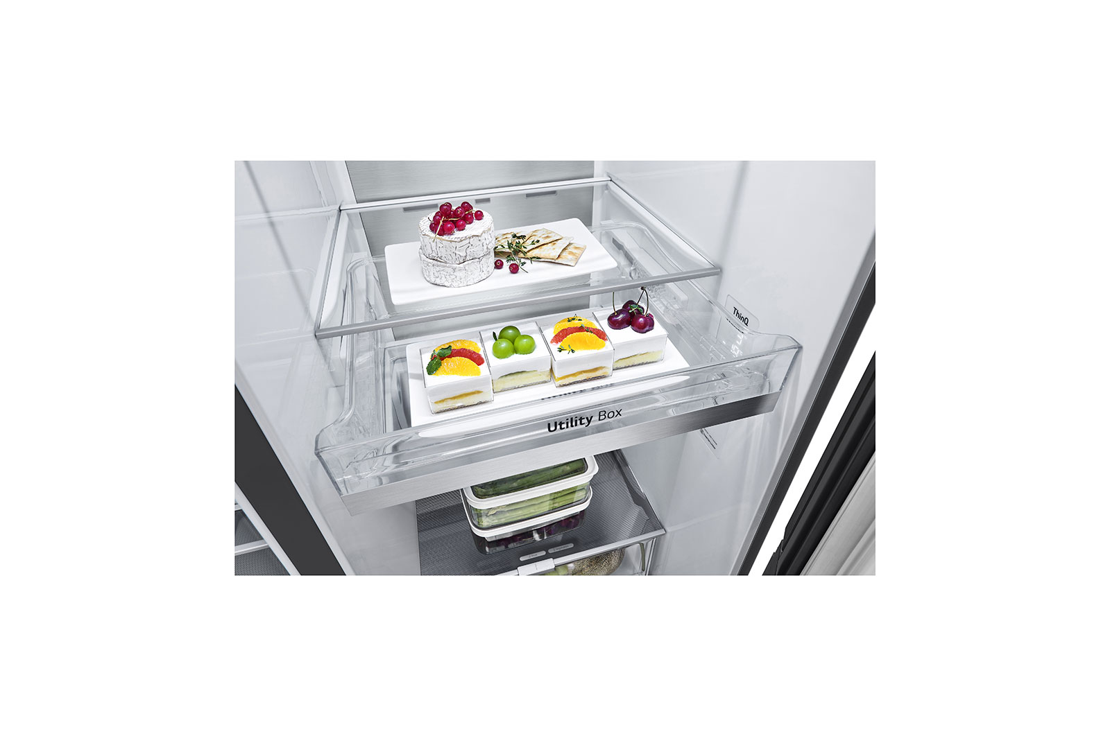 LG Side-by-Side mit  InstaView Door-in-Door? | Craft Ice, Crushed Ice, Eiswürfel und Wasserspender | 635 Liter Kapazit?t | Energieeffizienzklasse E | Festwasseranschluss | Matte Black Steel | LG GSXV90MCDE, GSXV90MCDE