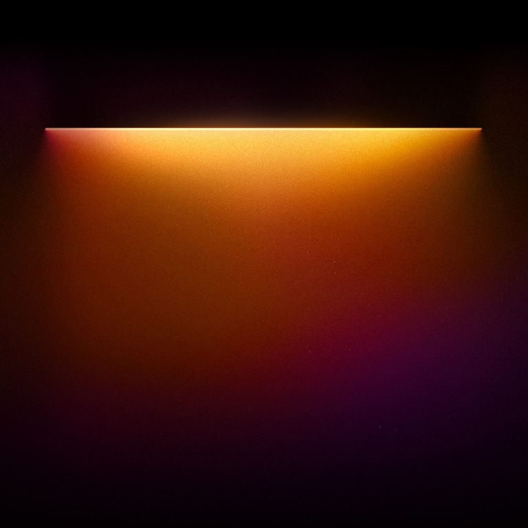Orange und gelbe Lichter strahlen den Text ?Für Expertise, auf die Sie sich verlassen k?nnen“ unten an. 