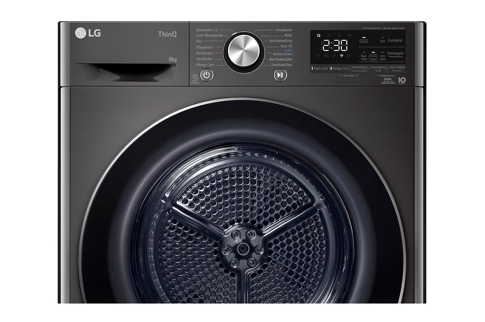 LG Trockner mit Dual Inverter W?rmepumpentechnologie | Automatisch selbstreinigender Kondensator | 8 kg Fassungsverm?gen | Wi-Fi-Funktion | Schwarz I Energieeffizienzklasse A+++, RT80V9B