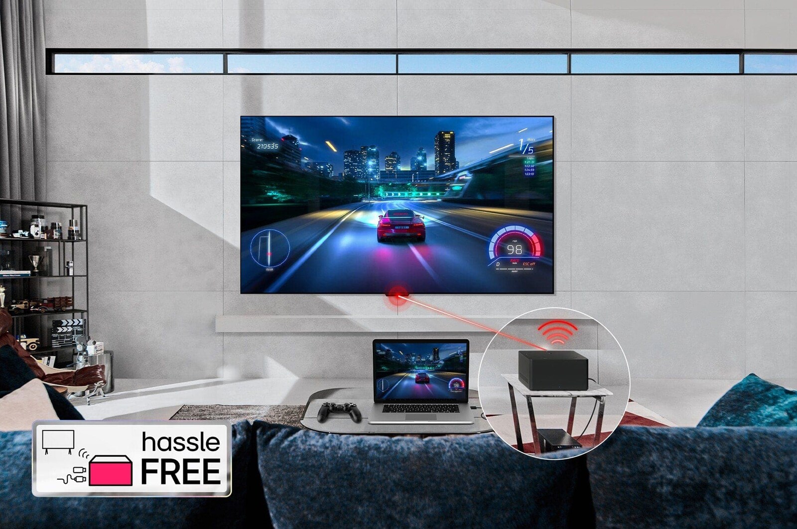 LG Weltweit erster vollkommen kabelloser LG OLED evo AI M4 TV mit 4K 144Hz Video- und Audioübertragung, 83?Zoll , OLED83M49LA