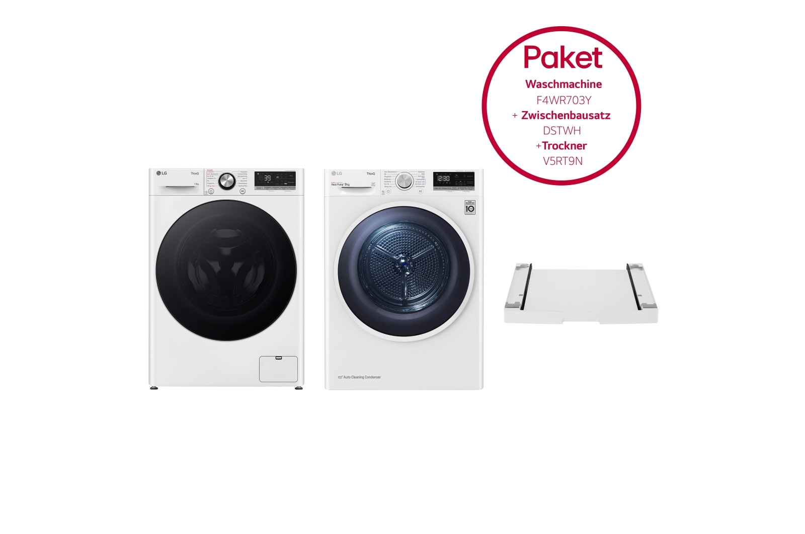 LG Trockner | 9KG LG V5RT9N &  Waschmaschine mit 13 kg Kapazit?t | EEK A | F4WR703Y &  Zwischenbaurahmen für Waschmaschinen und Trockner, F4WR703Y.V5RTDST