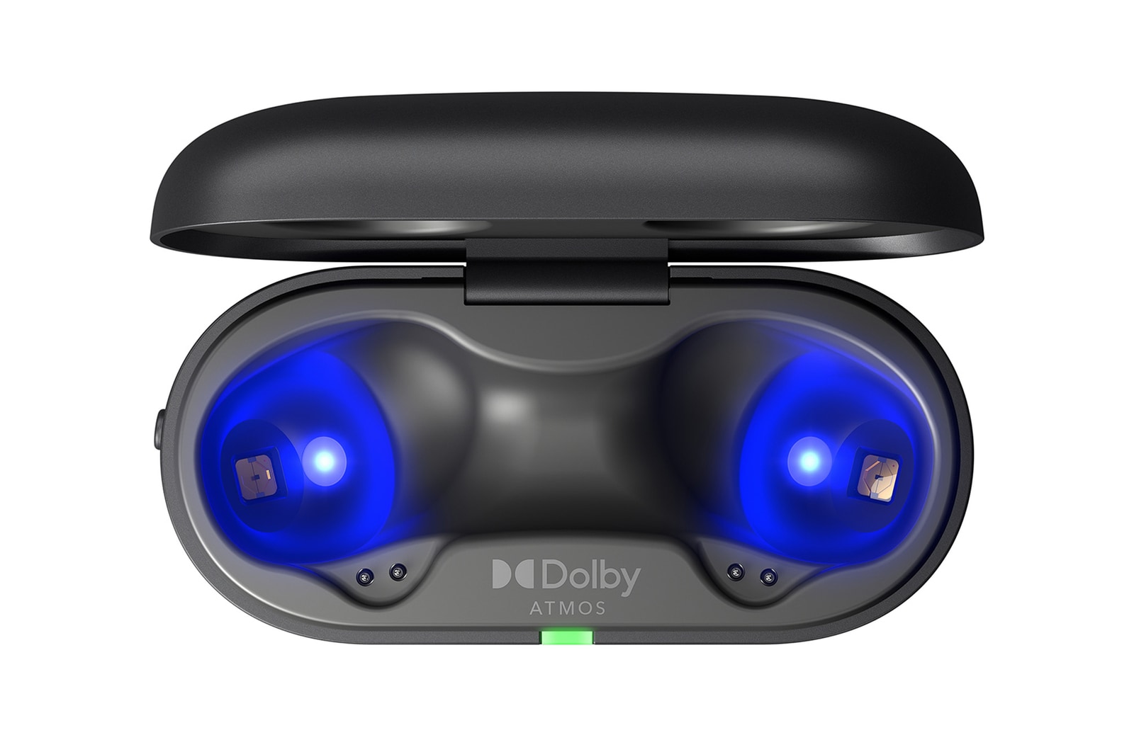 Top view of the charging case when opened