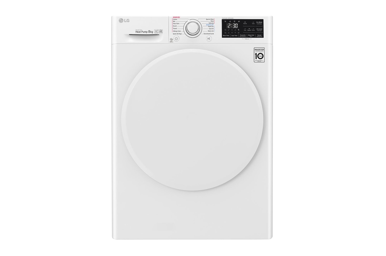 Front view of 8kg Heat Pump Dryer with Inverter Control DVH4-08W